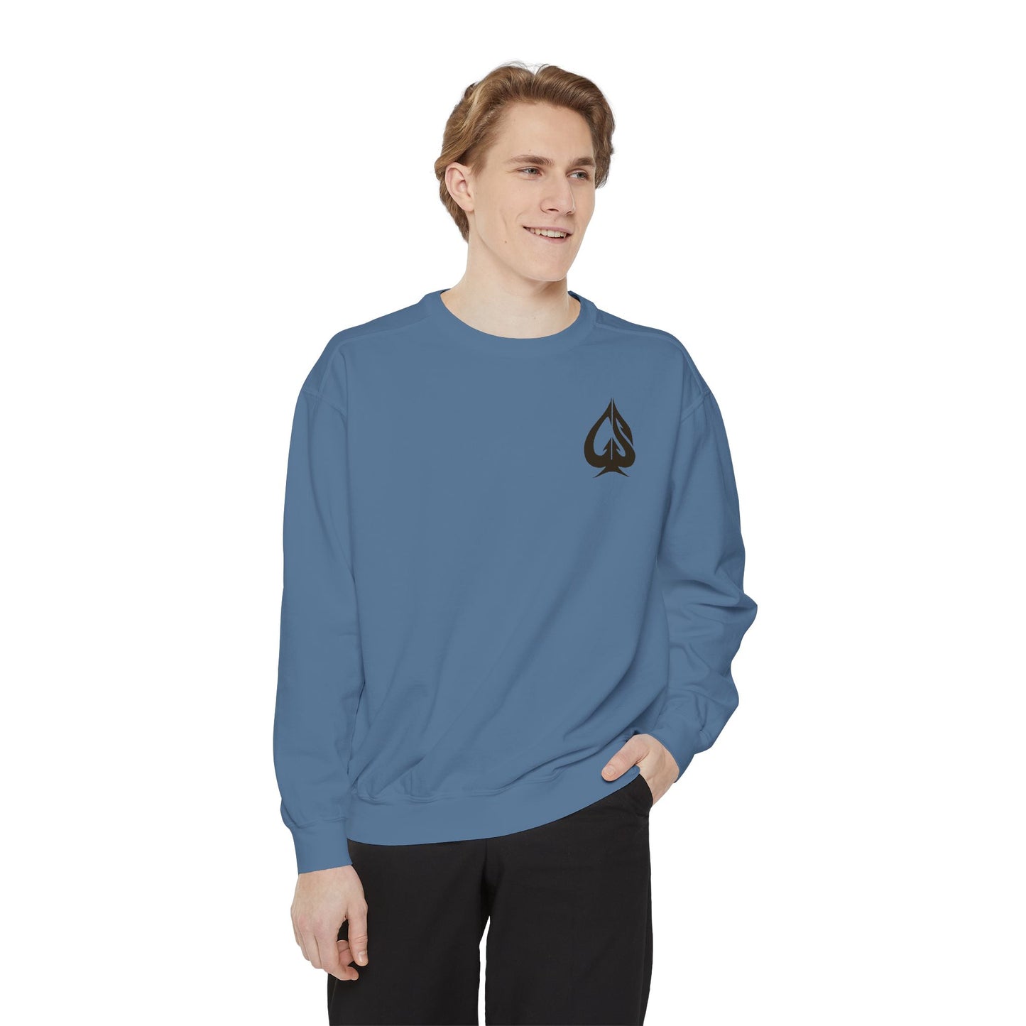 Men Garment-Dyed Printed Sweatshirt