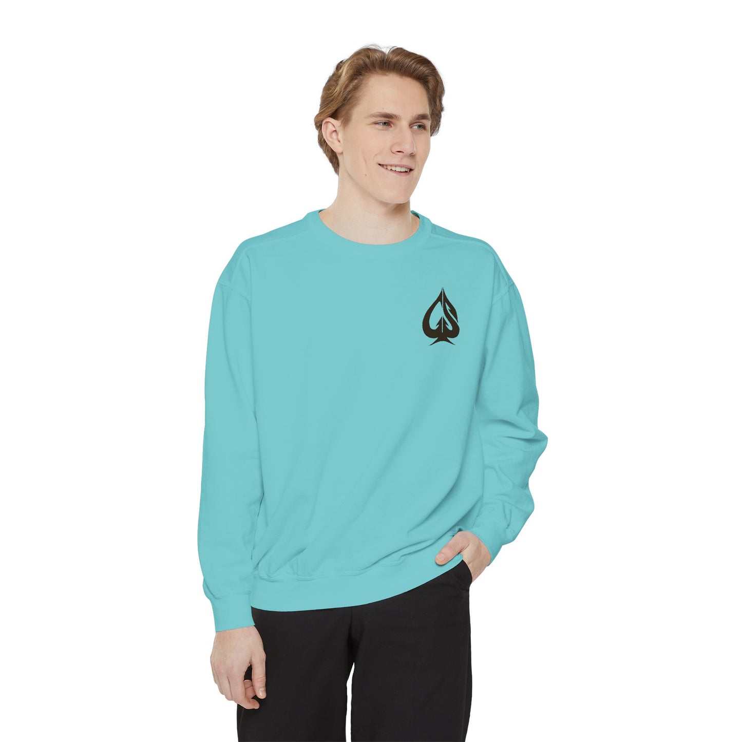 Men Garment-Dyed Printed Sweatshirt