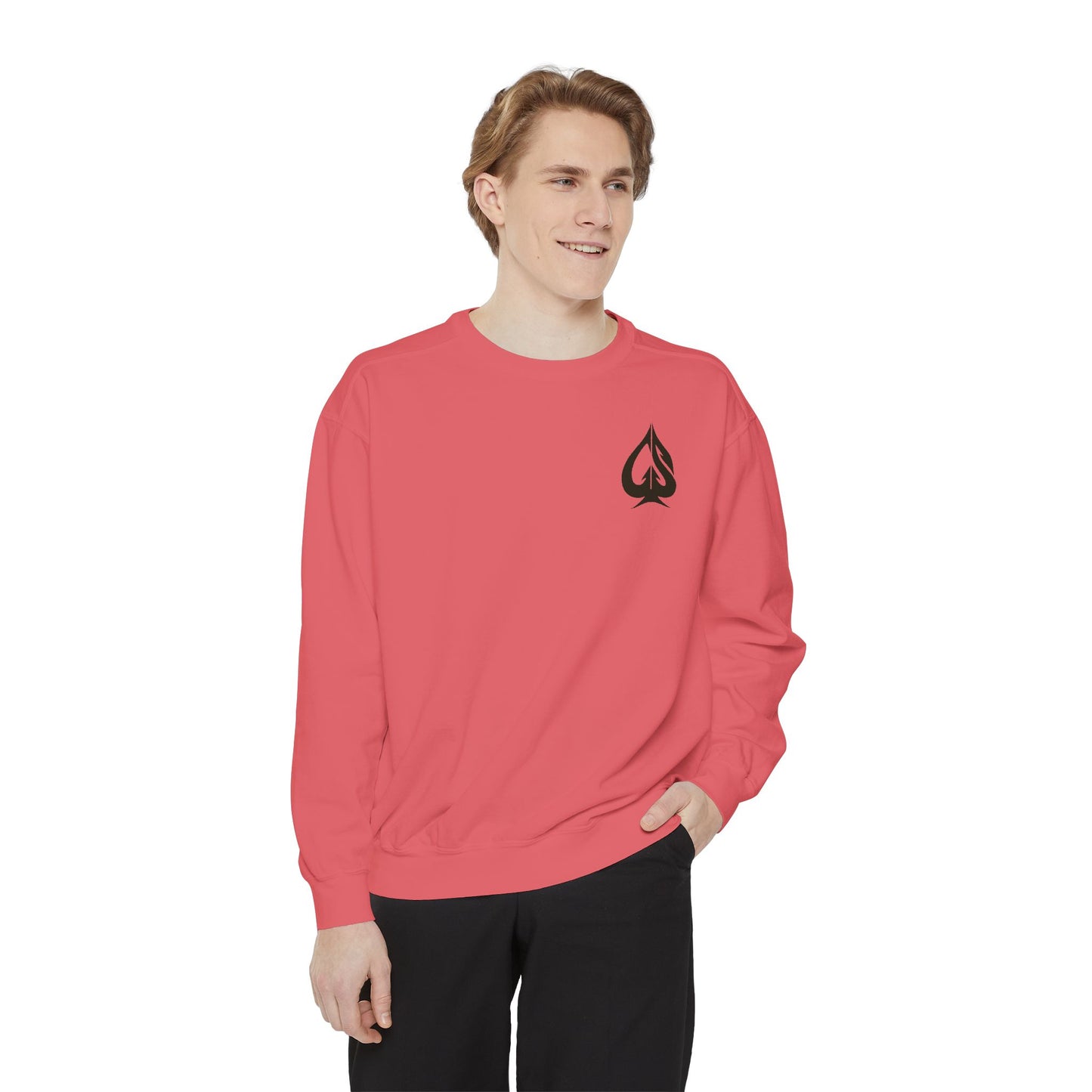 Men Garment-Dyed Printed Sweatshirt