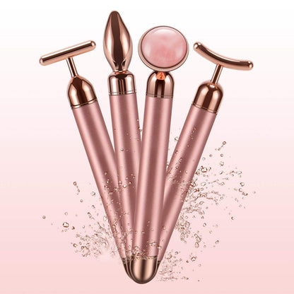 Vibrating Rose Quartz 4 in 1 Face Roller - Kennedy Conglomerate Inc 