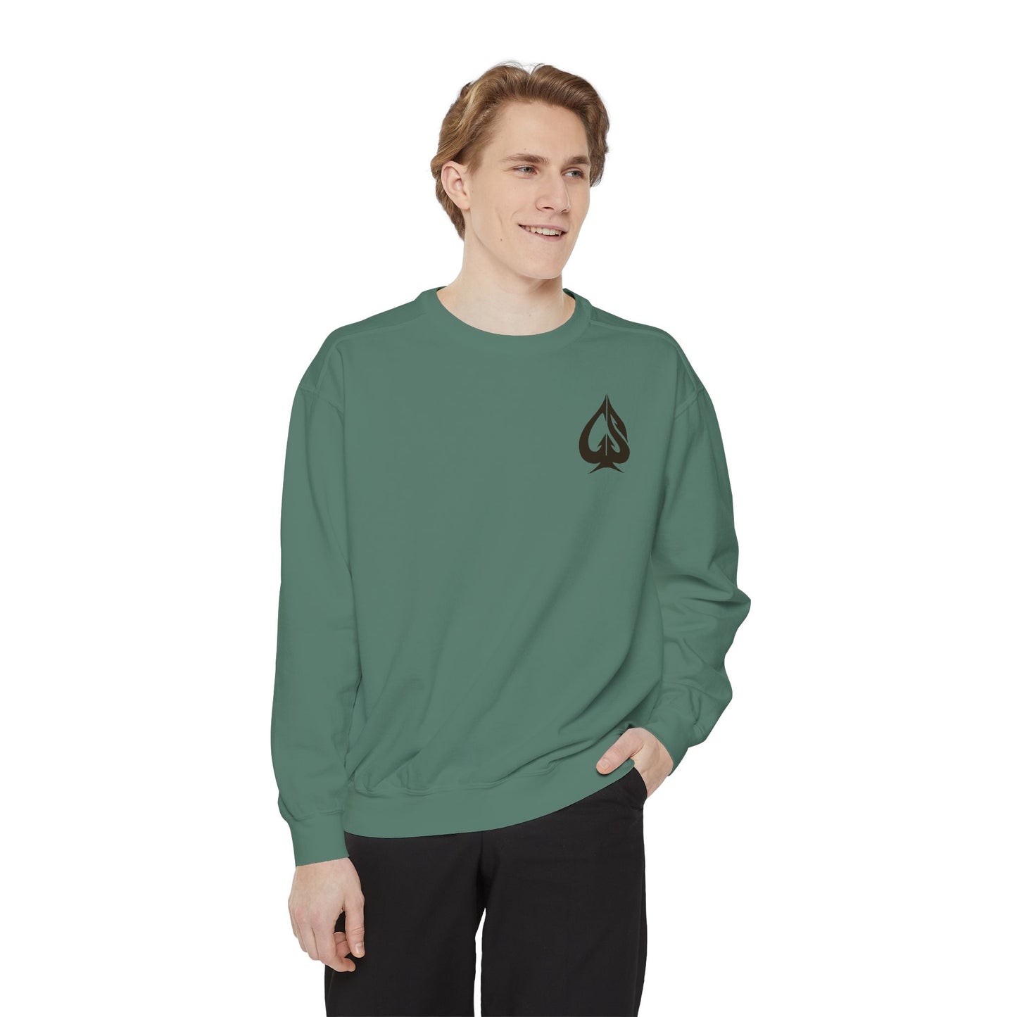 Men Garment-Dyed Printed Sweatshirt
