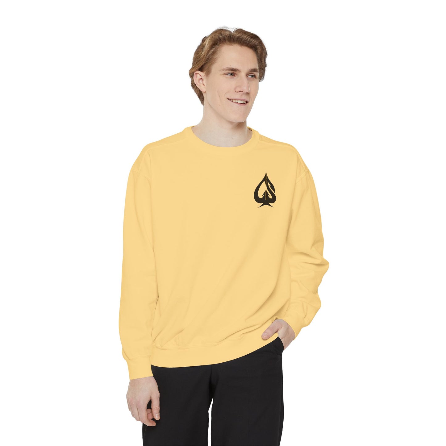 Men Garment-Dyed Printed Sweatshirt