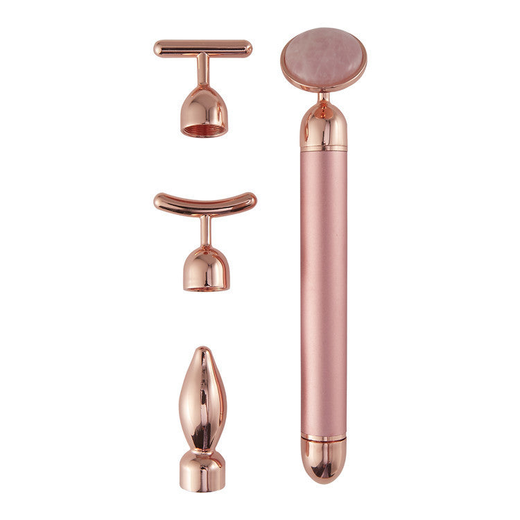 Vibrating Rose Quartz 4 in 1 Face Roller - Kennedy Conglomerate Inc 