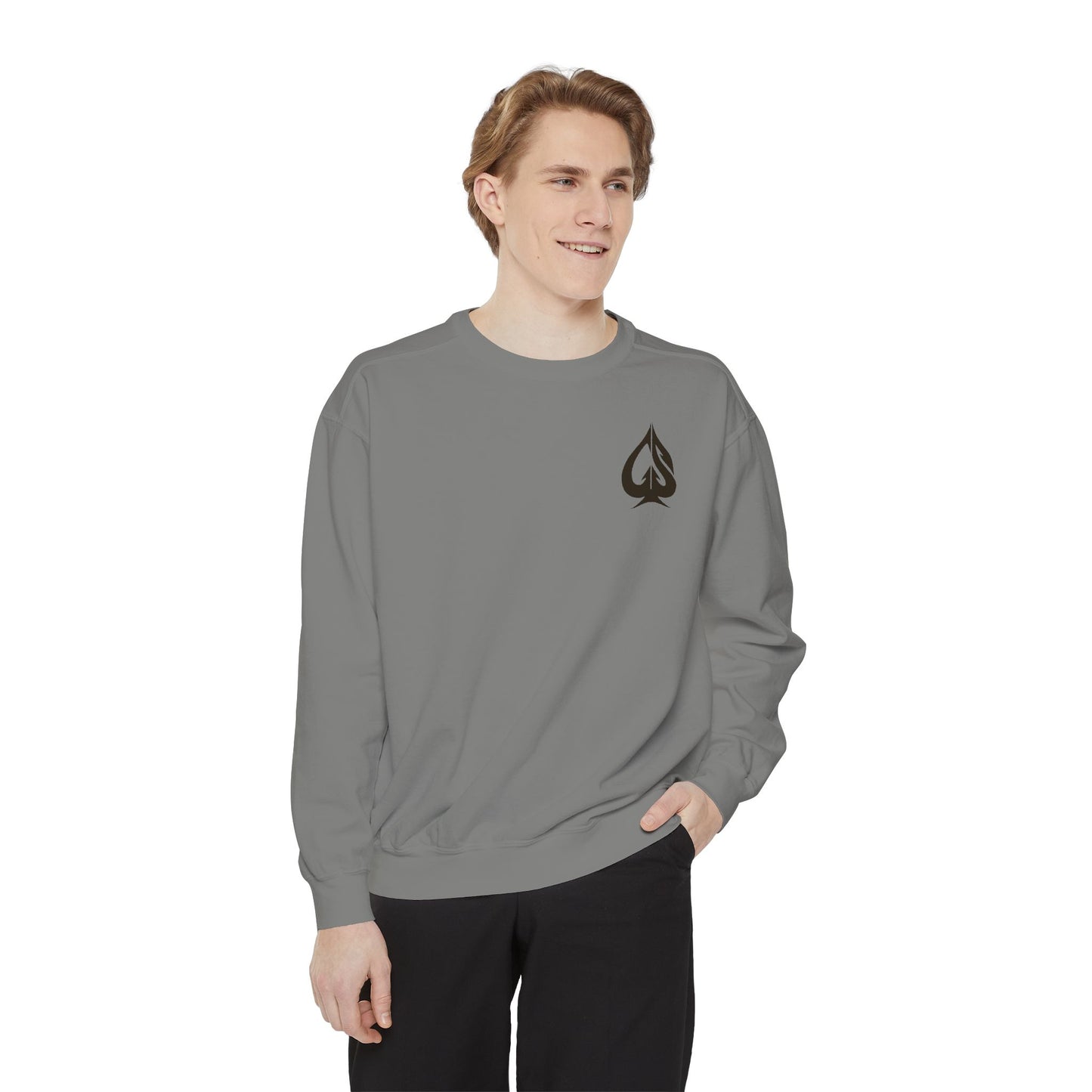Men Garment-Dyed Printed Sweatshirt