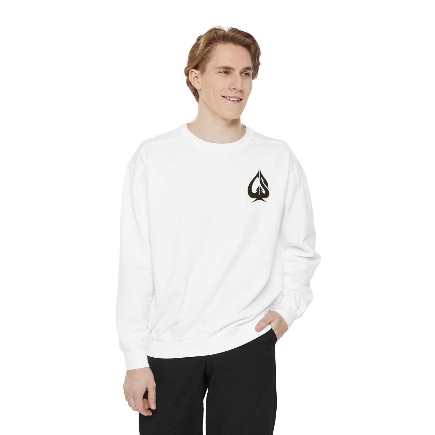 Men Garment-Dyed Printed Sweatshirt