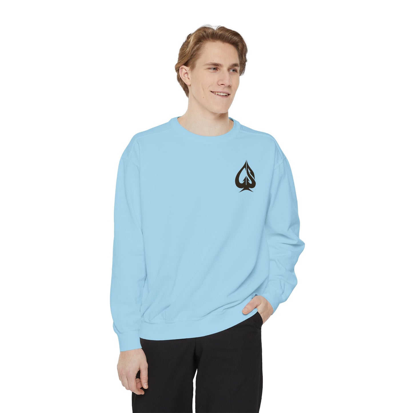 Men Garment-Dyed Printed Sweatshirt