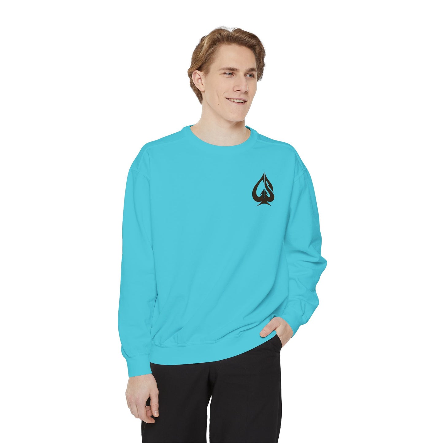 Men Garment-Dyed Printed Sweatshirt